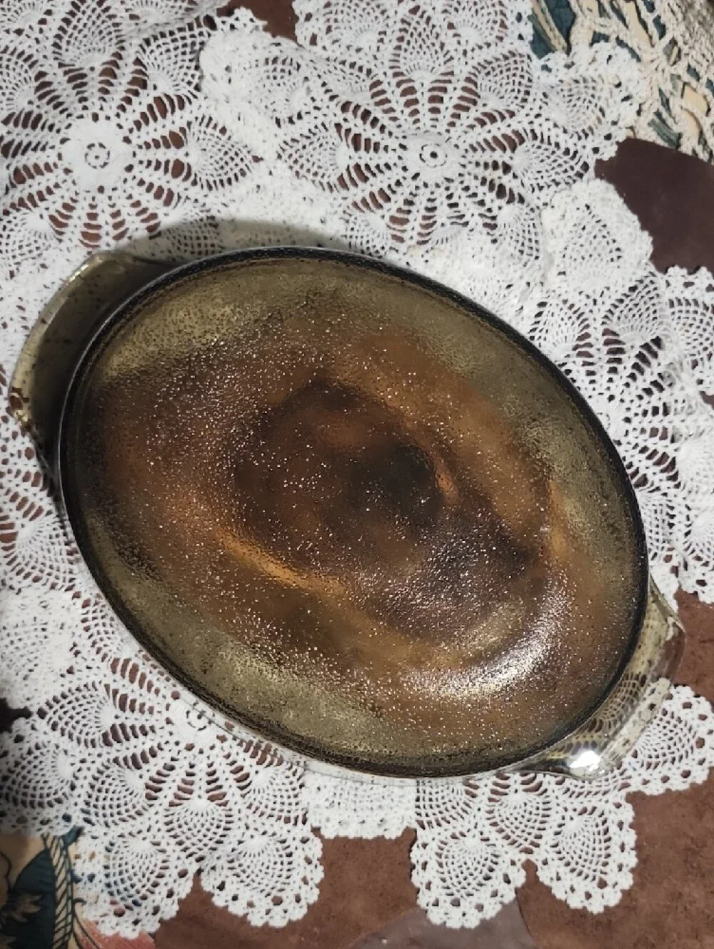 1970s Janette Glass Bake Oval Amber Floral Glass Baking Dish 11